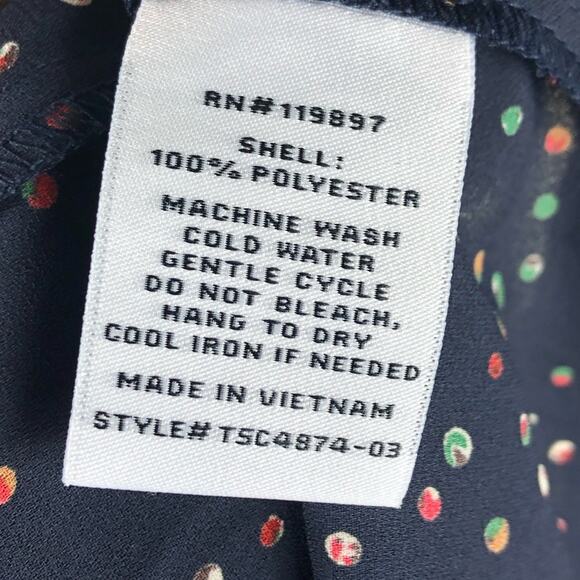 COLLECTIVE CONCEPTS Navy Blue Button Front Tie Blouse V-Neck Top Size Small NWT - Picture 6 of 8